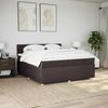 vidaXL Cama box spring con colch&oacute;n tela marr&oacute;n oscuro 200x200 cm