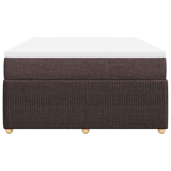 vidaXL Cama box spring con colch&oacute;n tela marr&oacute;n oscuro 140x190 cm