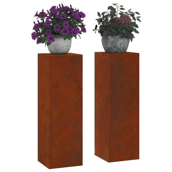 vidaXL Soporte de plantas 2 pcs Oxidado 24 x 24 x 75 cm