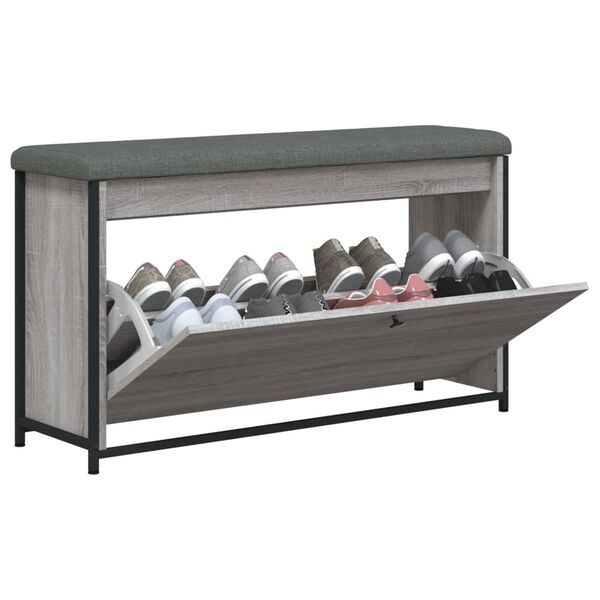 vidaXL Banco zapatero con caj&oacute;n abatible gris Sonoma 102x32x56 cm