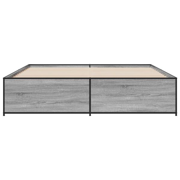 vidaXL Estructura cama madera ingenier&iacute;a metal gris Sonoma 180x200 cm