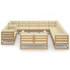 vidaXL Set de muebles de jard&iacute;n 13 pzs cojines madera pino marr&oacute;n miel