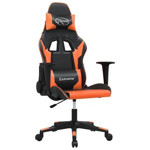 vidaXL Silla gaming de masaje cuero sint&eacute;tico negro y naranja