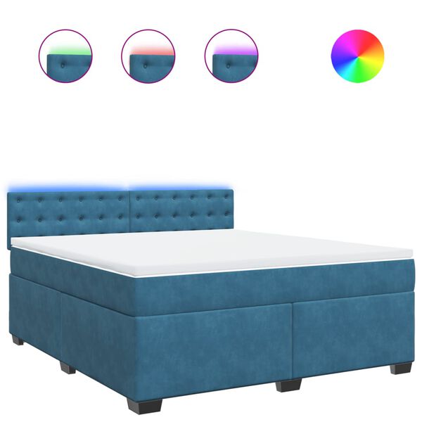 vidaXL Cama box spring con colch&oacute;n terciopelo azul 180x200 cm