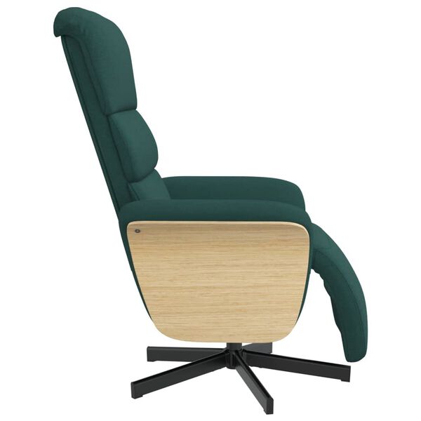 vidaXL Sill&oacute;n reclinable con reposapi&eacute;s tela verde oscuro
