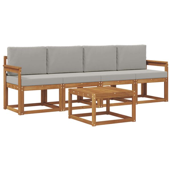 vidaXL Conjunto de sof&aacute;s de exterior 5 pcs Gris Natural y Claro