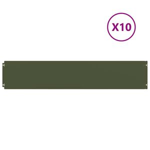 vidaXL Bordes c&eacute;sped 10 uds acero laminado fr&iacute;o verde oliva 20x103 cm