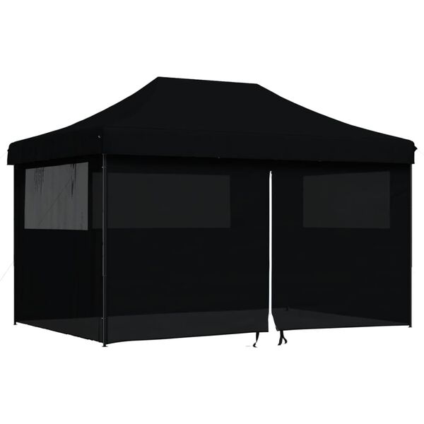 vidaXL Tienda de fiesta plegable Pop-Up con 4 paredes laterales negra