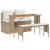 vidaXL Conjunto de comedor de jard&iacute;n de 3 piezas con cojines beige