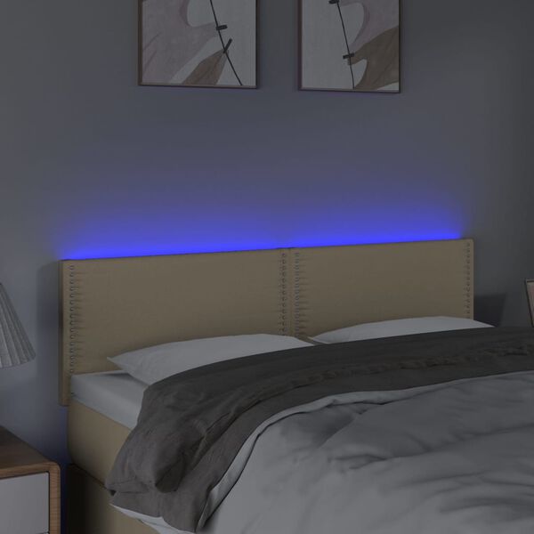 vidaXL Cabecero con LED de tela color crema 144x5x78/88 cm