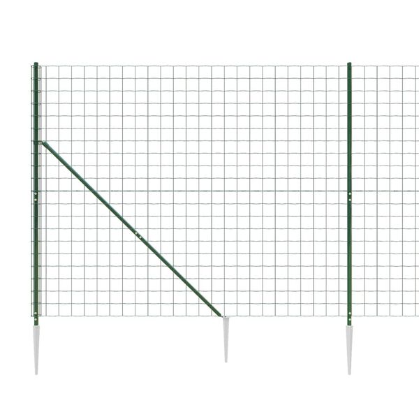 vidaXL Cerca de alambre con pinchos de anclaje verde 1,8x25 m