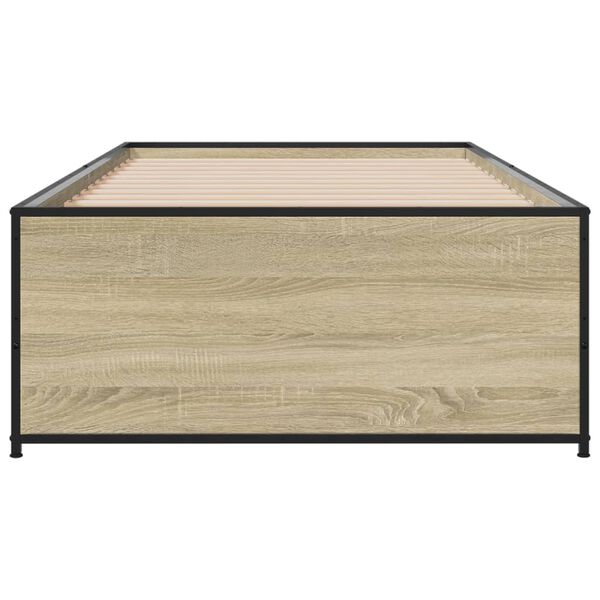 vidaXL Estructura cama madera ingeniería metal roble Sonoma 90x190 cm