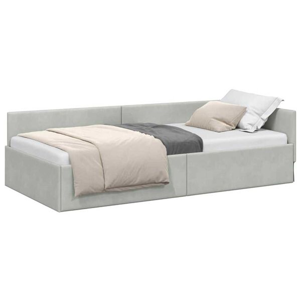 vidaXL Estructura de cama en esquina Gris Claro 90 cm x 200 cm