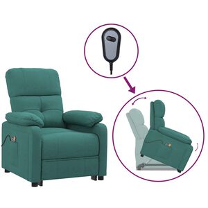 vidaXL Sill&oacute;n de masaje elevable tela verde oscuro