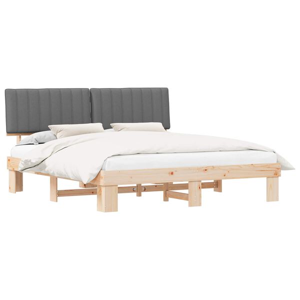 vidaXL Estructura de Cama con Cabecera Tapizada Gris Claro