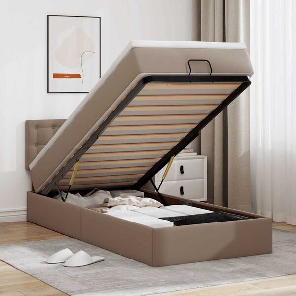 vidaXL Cama otomana colch&oacute;n cappucino cuero sint&eacute;tico 80x200cm
