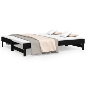 vidaXL Sof&aacute; cama extra&iacute;ble madera maciza de pino negro 2x(100x200) cm