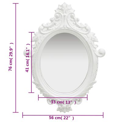vidaXL Espejo de pared estilo castillo blanco 56x76 cm