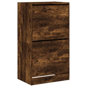vidaXL Zapatero 2 cajones abatibles roble ahumado 60x42x108 cm