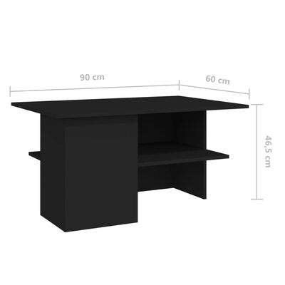 vidaXL Mesa de centro madera contrachapada negro 90x60x46,5 cm