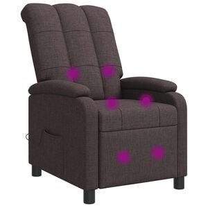 vidaXL Silla de masajes reclinable Marr&oacute;n Oscuro Tela