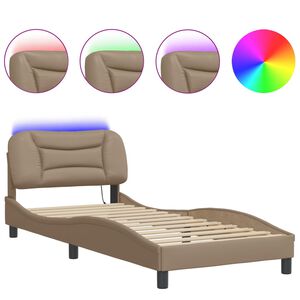 vidaXL Estructura de cama con LED sin colch&oacute;n Hvar capuchino 80x200 cm