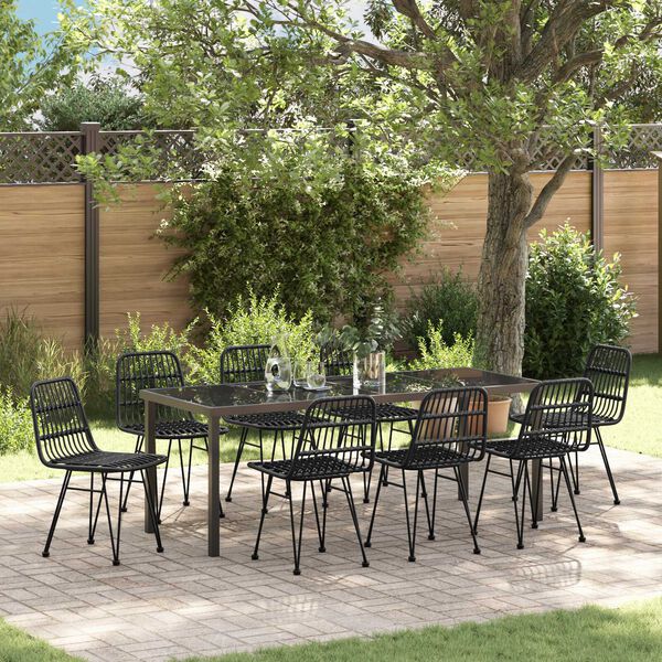 vidaXL Conjunto de Comedor de Jard&iacute;n 9 pcs Negro