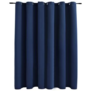 vidaXL Cortina opaca con anillas de metal azul 290x245 cm