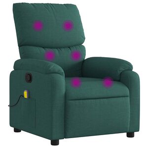 vidaXL Sill&oacute;n de masaje reclinable de tela verde oscuro