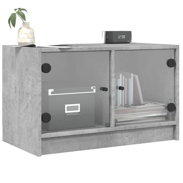 vidaXL Mueble de TV con puertas de vidrio gris hormigón 68x37x42 cm