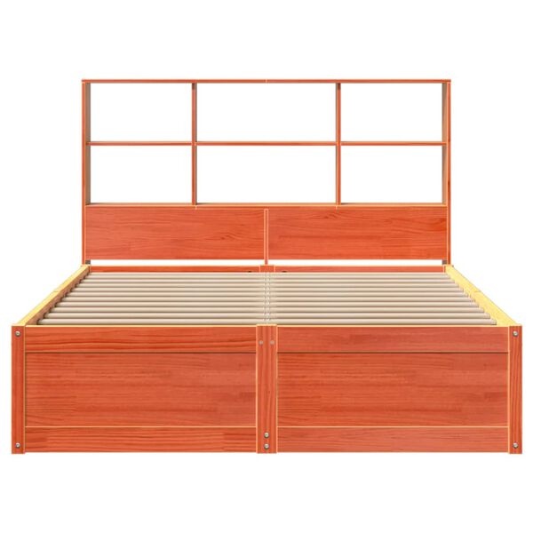 vidaXL Cama sin colch&oacute;n madera maciza pino marr&oacute;n cera 150x200 cm