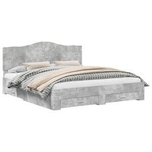 vidaXL Estructura de cama con cabecera Gris Concreto 200 x 200 cm