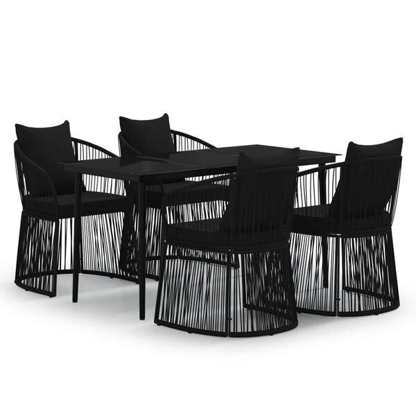 vidaXL Juego de comedor de jard&iacute;n 5 piezas con cojines negro