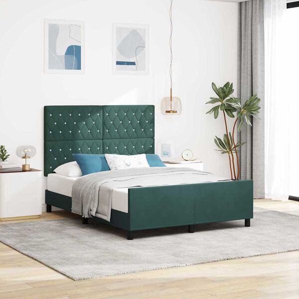 vidaXL Cama tipo Box Spring Verde oscuro 140 x 200 cm Terciopelo