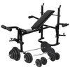 vidaXL Banco musculaci&oacute;n con soporte pesas, pesas y mancuernas 120 kg