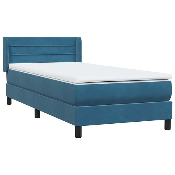 vidaXL Cama box spring con colch&oacute;n terciopelo azul oscuro 100x210 cm
