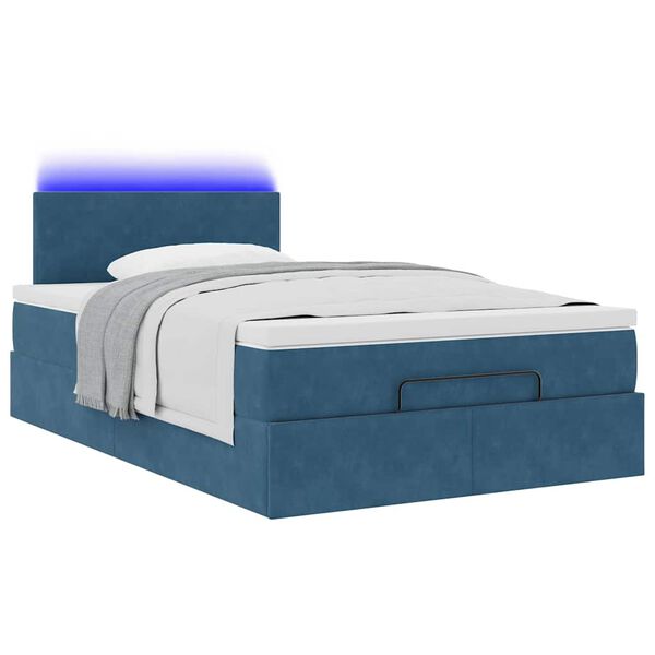 vidaXL Estructura de cama otomana colch&oacute;n terciopelo azul oscuro