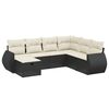vidaXL Set de comedor de jard&iacute;n 7 pzas y cojines rat&aacute;n sint&eacute;tico negro
