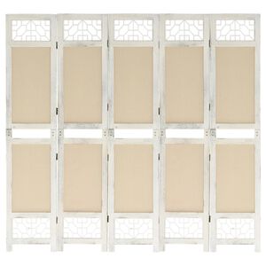vidaXL Biombo divisor de 5 paneles de tela color crema 175x165 cm