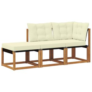 vidaXL Unidades de Sof&aacute; Modular de Exterior 3 Pieza Natural y Crema