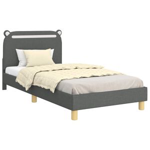vidaXL Cama para ni&ntilde;os con cabecero Gris oscuro 80 x 200 cm tela