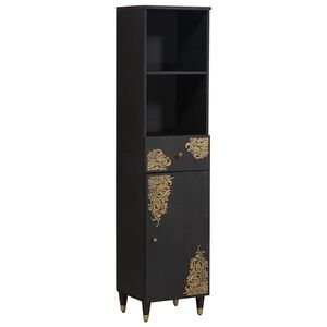 vidaXL Mueble de Cuarto de Ba&ntilde;o con caj&oacute;n Negro 38 x 33 x 160 cm