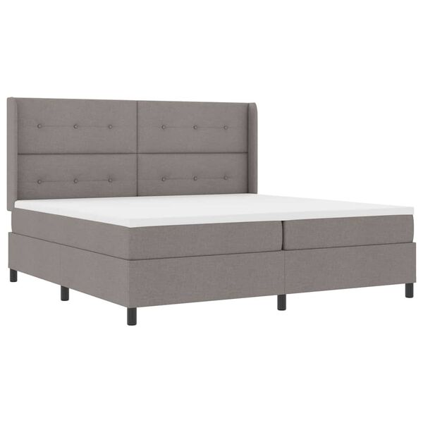 vidaXL Cama tipo Box Spring con colch&oacute;n Taup&eacute; 200 x 200 cm tela