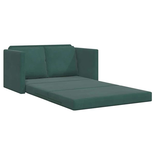 vidaXL Sof&aacute; cama de suelo 2 en 1 terciopelo verde oscuro 122x204x55 cm
