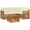 vidaXL Conjunto de sof&aacute;s de exterior 5 uds. Natural y Crema Poli&eacute;ster