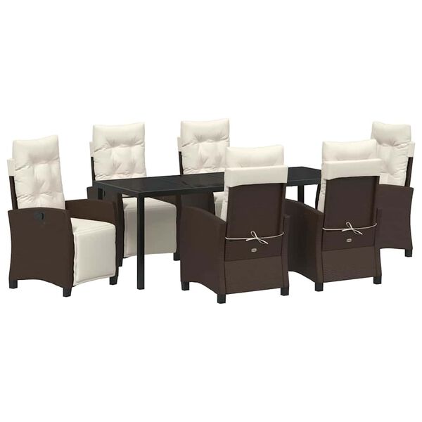 vidaXL Conjunto de Comedor de Jard&iacute;n 7 pcs Marr&oacute;n rat&aacute;n sint&eacute;tico