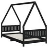 vidaXL Estructura de cama para ni&ntilde;os madera de pino negro 90x190 cm