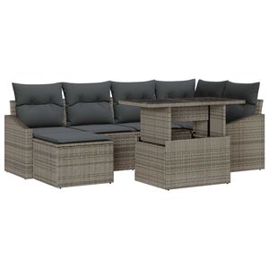 vidaXL Conjunto de sof&aacute; de jard&iacute;n 7 uds. Gris