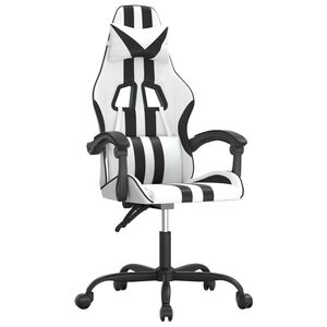 vidaXL Silla gaming giratoria cuero sint&eacute;tico blanco y negro