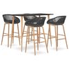 vidaXL Mesa alta y taburetes de bar 5 piezas negro y gris